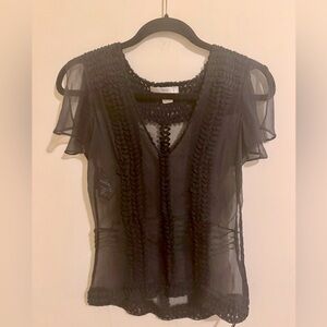 Vintage Prada Black Silk Chiffon Blouse sz 40 (us 2/4)